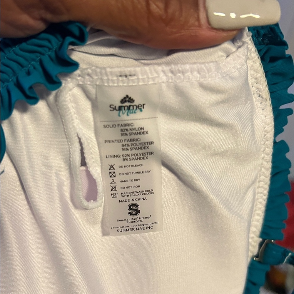 Maternity Turquoise Smocked Ruffle Top - Picture 6 of 7